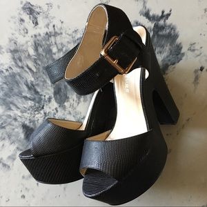 Koi Couture Lizard Print Open Toe Platform Heel 8